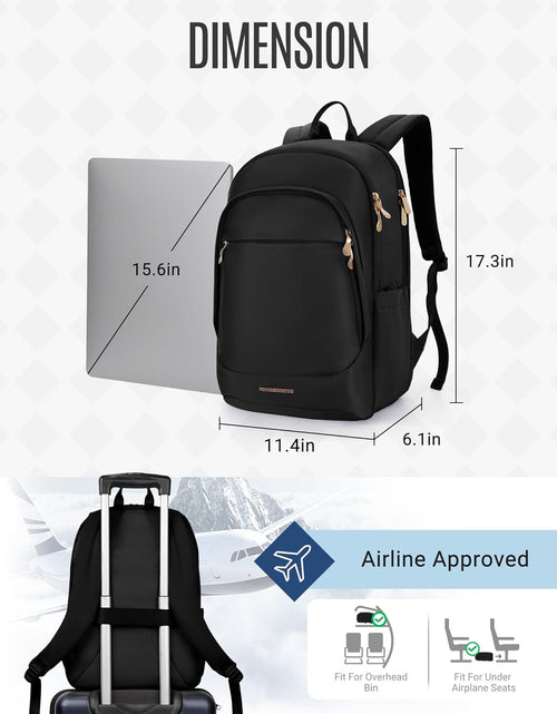 Load image into Gallery viewer, Travel Backpack for Women, 15.6 Inch anti Theft Laptop Backpack with USB Charging Hole, Water Resistant College Bookbag, Large Capacity Black Computer Backpacks for Work, Black
