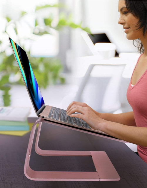 Load image into Gallery viewer, Laptop Stand, Ergonomic Aluminum Laptop Mount Computer Stand, Detachable Laptop Riser，Notebook Holder Stand Compatible with Macbook Pro/Air HP Lenovo Samsung Huawei ，All 10-17.3" Laptops(Rose Gold)
