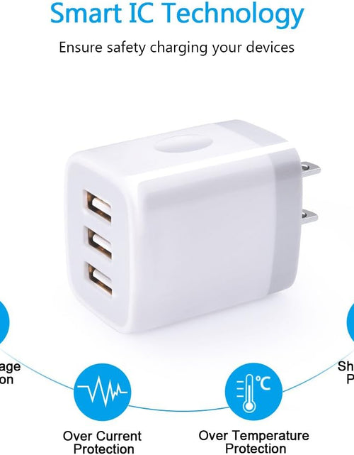 Load image into Gallery viewer, USB Wall Charger,  2Pack Wall Plug 3-Port USB Charging Station 3.1A Power Adapter Multi Port Quick Charger Block Cube for Iphone 15 14 13 12 11 Pro XS MAX 8 Plus,Ipad,Samsung Galaxy S23 S22 S21
