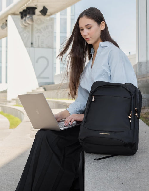 Load image into Gallery viewer, Travel Backpack for Women, 15.6 Inch anti Theft Laptop Backpack with USB Charging Hole, Water Resistant College Bookbag, Large Capacity Black Computer Backpacks for Work, Black
