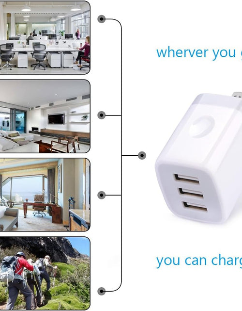 Load image into Gallery viewer, USB Wall Charger,  2Pack Wall Plug 3-Port USB Charging Station 3.1A Power Adapter Multi Port Quick Charger Block Cube for Iphone 15 14 13 12 11 Pro XS MAX 8 Plus,Ipad,Samsung Galaxy S23 S22 S21
