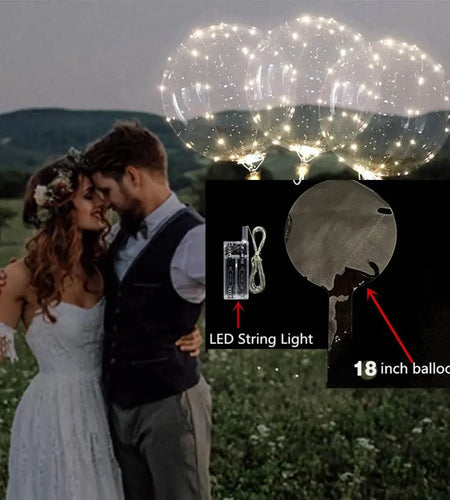 10 Pack Transparent Christmas Led Bobo Balloons Helium Glow Balloon with String Lights for New Year Party Birthday Wedding Decor