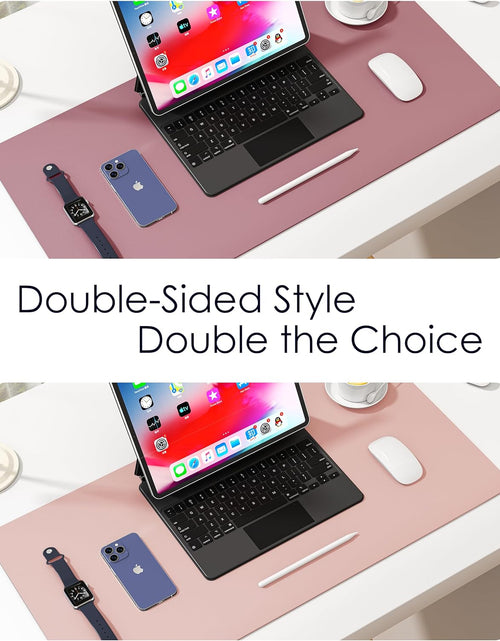 Load image into Gallery viewer, Dual Sided Leather Desk Pad (31.5 X 15.7"), Office Waterproof Desk Mat, PU Mouse Pad, Desk Protector Cover, Desk Writing Mat for Office/Home/Work/Cubicle (Purple/Pink)
