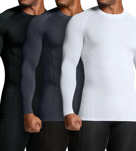 Men'S UPF 50+ Long Sleeve Compression Shirts, Water Sports Rash Guard Base Layer, Athletic Workout Shirt