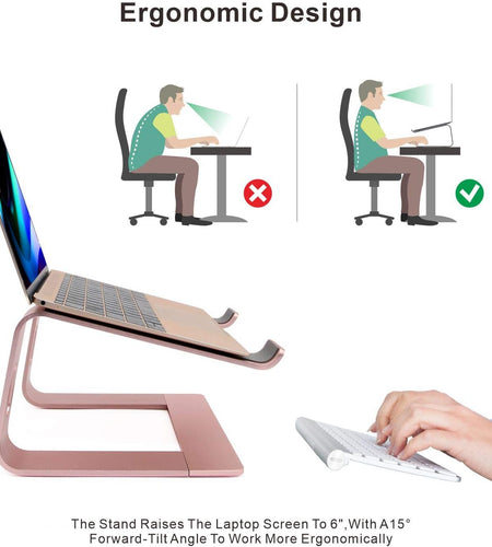Laptop Stand, Ergonomic Aluminum Laptop Mount Computer Stand, Detachable Laptop Riser，Notebook Holder Stand Compatible with Macbook Pro/Air HP Lenovo Samsung Huawei ，All 10-17.3" Laptops(Rose Gold)