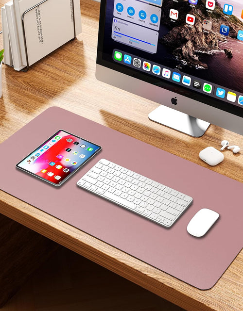 Load image into Gallery viewer, Dual Sided Leather Desk Pad (31.5 X 15.7"), Office Waterproof Desk Mat, PU Mouse Pad, Desk Protector Cover, Desk Writing Mat for Office/Home/Work/Cubicle (Purple/Pink)
