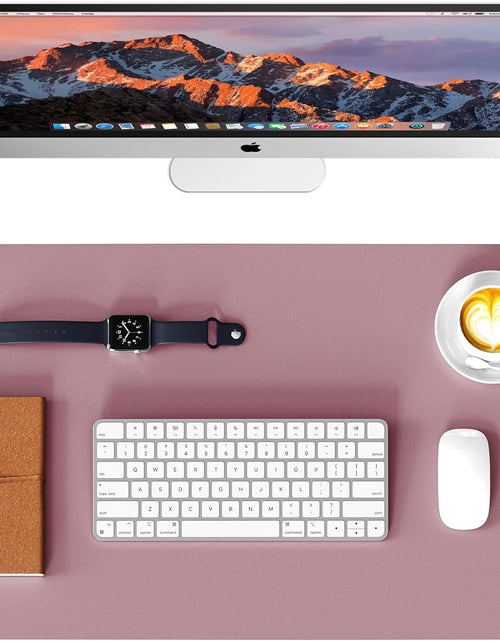Load image into Gallery viewer, Dual Sided Leather Desk Pad (31.5 X 15.7"), Office Waterproof Desk Mat, PU Mouse Pad, Desk Protector Cover, Desk Writing Mat for Office/Home/Work/Cubicle (Purple/Pink)
