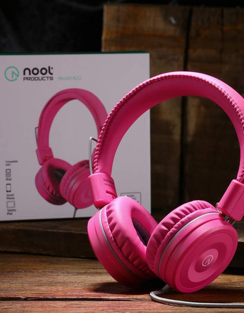 Load image into Gallery viewer, Kids Headphones K22 Foldable Stereo Tangle-Free 5Ft Long Cord 3.5Mm Jack Plugin Wired On-Ear Headset for Ipad/Amazon Kindle Fire/Girls/School/Laptop/Travel/Plane/Tablet Flamingopink
