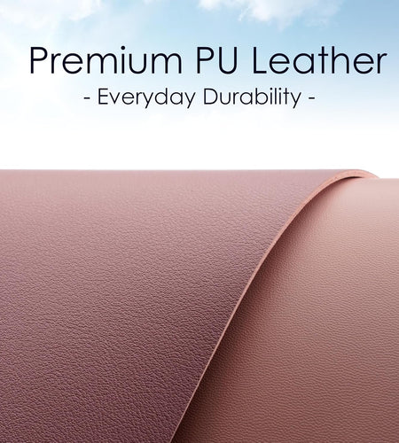 Dual Sided Leather Desk Pad (31.5 X 15.7"), Office Waterproof Desk Mat, PU Mouse Pad, Desk Protector Cover, Desk Writing Mat for Office/Home/Work/Cubicle (Purple/Pink)