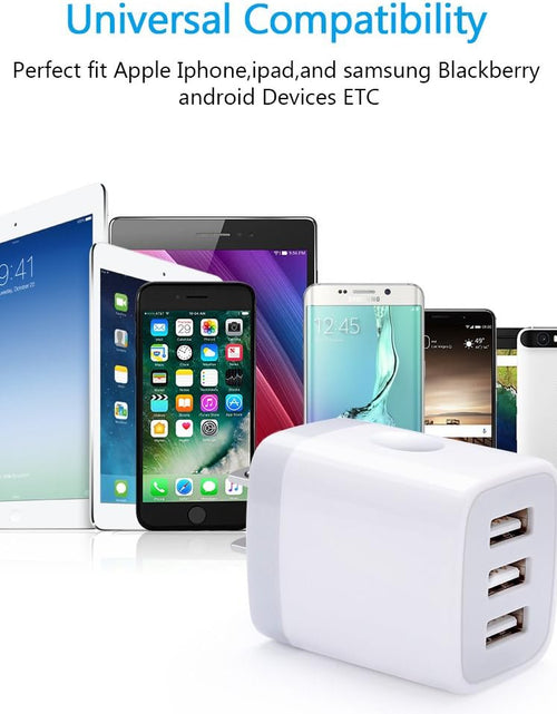 Load image into Gallery viewer, USB Wall Charger,  2Pack Wall Plug 3-Port USB Charging Station 3.1A Power Adapter Multi Port Quick Charger Block Cube for Iphone 15 14 13 12 11 Pro XS MAX 8 Plus,Ipad,Samsung Galaxy S23 S22 S21
