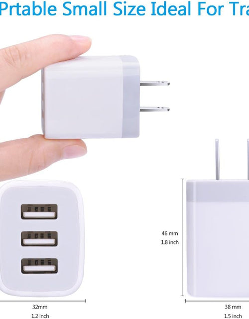 Load image into Gallery viewer, USB Wall Charger,  2Pack Wall Plug 3-Port USB Charging Station 3.1A Power Adapter Multi Port Quick Charger Block Cube for Iphone 15 14 13 12 11 Pro XS MAX 8 Plus,Ipad,Samsung Galaxy S23 S22 S21
