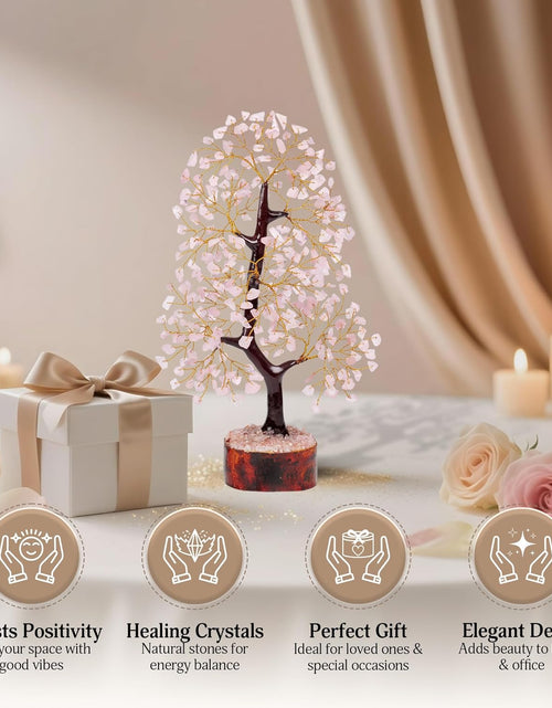Load image into Gallery viewer, Feng Shui Tree, Rose Quartz Crystals, Crystal Room Decor, Gemstone Tree, Stones and Crystals, Rose Quartz Tree, Crystal Tree, Pink Quartz Crystal, Gem Tree, Crystal Gifts for Women, Good Luck Gifts
