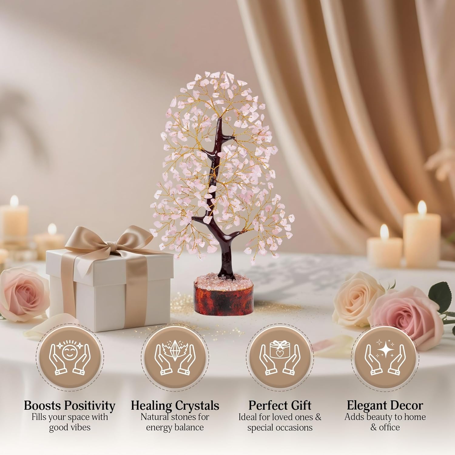 Feng Shui Tree, Rose Quartz Crystals, Crystal Room Decor, Gemstone Tree, Stones and Crystals, Rose Quartz Tree, Crystal Tree, Pink Quartz Crystal, Gem Tree, Crystal Gifts for Women, Good Luck Gifts