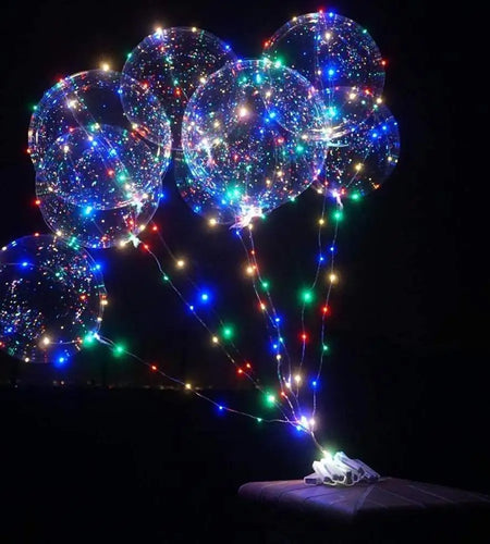 10 Pack Transparent Christmas Led Bobo Balloons Helium Glow Balloon with String Lights for New Year Party Birthday Wedding Decor