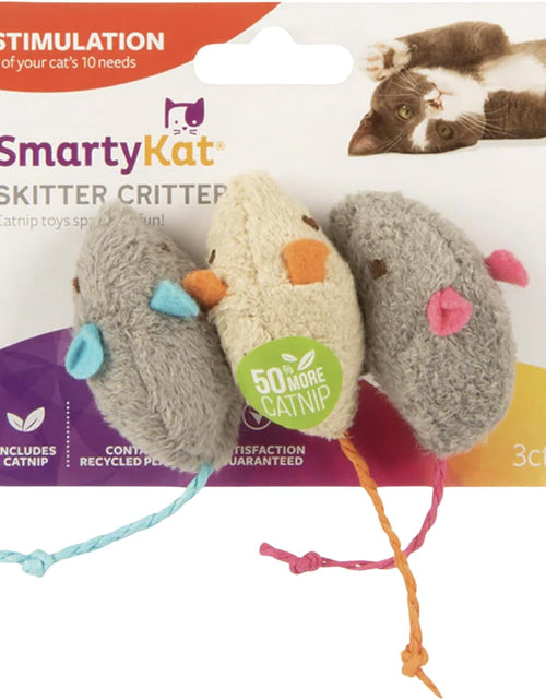 Load image into Gallery viewer, Skitter Critters Cat Toy Catnip Mice, 3/Pkg, Gray, Beige (39384)
