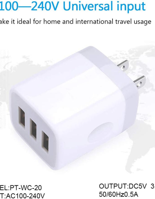Load image into Gallery viewer, USB Wall Charger,  2Pack Wall Plug 3-Port USB Charging Station 3.1A Power Adapter Multi Port Quick Charger Block Cube for Iphone 15 14 13 12 11 Pro XS MAX 8 Plus,Ipad,Samsung Galaxy S23 S22 S21
