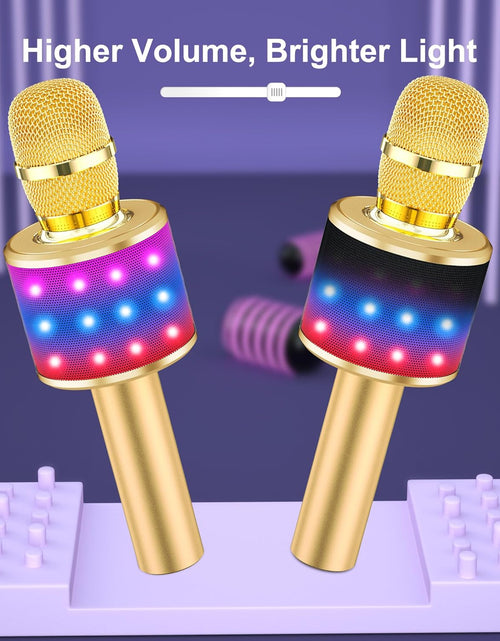 Load image into Gallery viewer, Bluetooth Wireless Karaoke Microphone with LED Lights,4-In-1 Portable Handheld Mic with Speaker Karaoke Player for Singing Home Party Toys Birthday Gift for Kids Adults Girls Q78(Gold)
